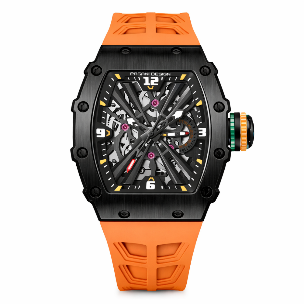 ⌚Купити Чоловічий годинник Pagani Design PD-1738 Black-Orange за
